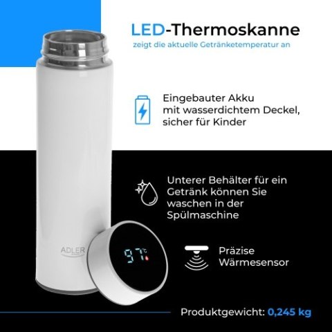Adler Termos LED 473ml biały