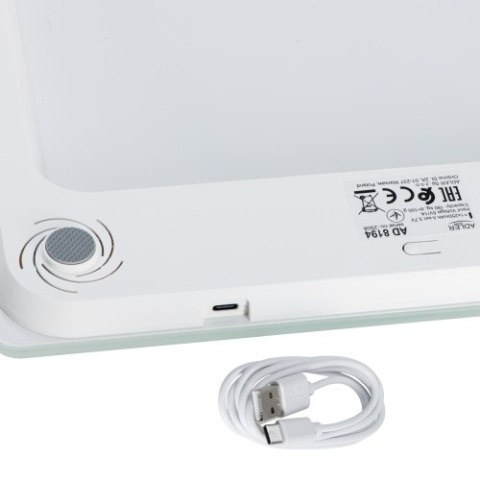 Adler Waga Łazienkowa USB-C, Akumulatorowa, 180 kg, Dokładność 100 g