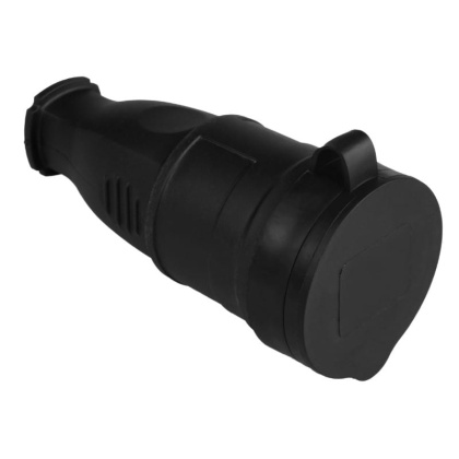 Gniazdo przenośne na przewód IP44, czarne DPM