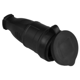 Gniazdo przenośne na przewód IP44, czarne DPM