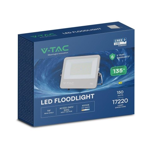 Projektor LED V-TAC CREE CHIP 150W 135lm/W przewód 1m IP65 VT-44153 4000K 17220lm