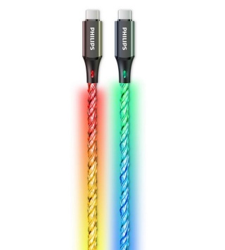 Przewód USB Typ-C PD 60W RGB LED podświetlany Party Philips Ambilight