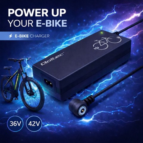 Qoltec Szybka Ładowarka do roweru elektrycznego 36V | 42V | 2A | Mi4 Magnetic TIP +kabel zasilający