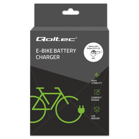 Qoltec Szybka Ładowarka do roweru elektrycznego 36V | 42V | 2A | Mi4 Magnetic TIP +kabel zasilający