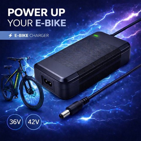 Qoltec Szybka Ładowarka do roweru skutera elektrycznego 36V | 42V | 4A | 5.5*2.1 +kabel zasilający