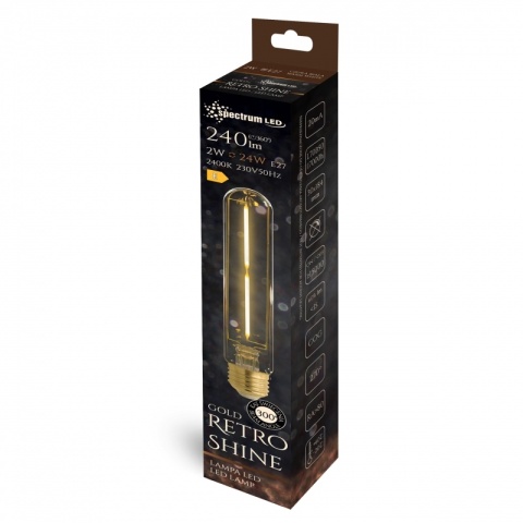 Żarówka dekoracyjna LED retro do girlandy T30 186mm 2W E27 230V filament Spectrum