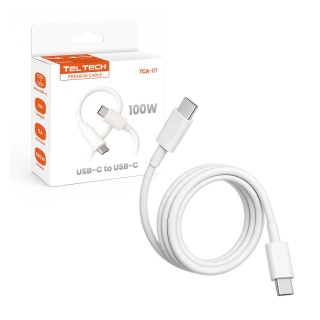 Przewód PD Typ-C-Typ-C 5A 100W 1m biały TCA-07c Teltech