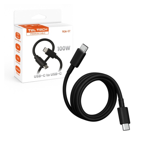 Przewód PD Typ-C-Typ-C 5A 100W 1m czarny TCA-07 Teltech