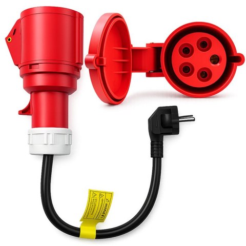 Qoltec Adapter siłowy | gniazdo CEE 32A 5P 400V na SCHUKO 230V | max 16A | 3.5 kW