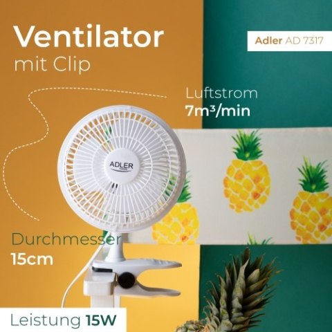 Adler Wentylator 15 cm z klipsem + podstawa