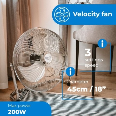 Camry Cyrkulator Podłogowy 45 cm, Wentylator Podłogowy 18", 3 Prędkości, Regulacja Kąta 125°
