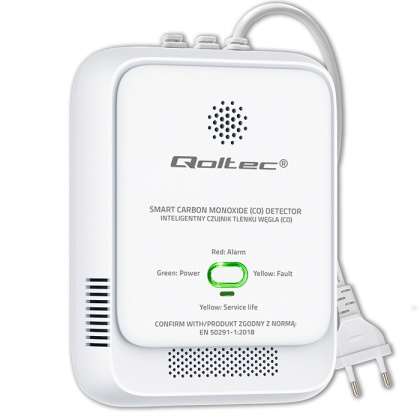 Czujnik tlenku węgla (czadu) detektor CO alarm 85dB LED Qoltec