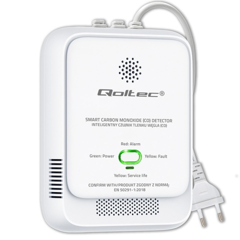 Czujnik tlenku węgla (czadu) detektor CO alarm 85dB LED Qoltec