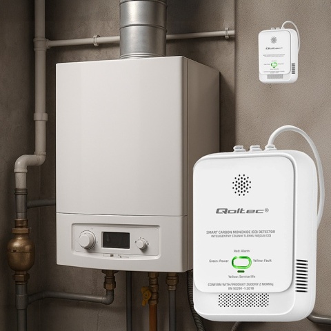 Czujnik tlenku węgla (czadu) detektor CO alarm 85dB LED Qoltec