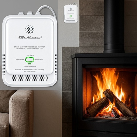 Czujnik tlenku węgla (czadu) detektor CO alarm 85dB LED Qoltec