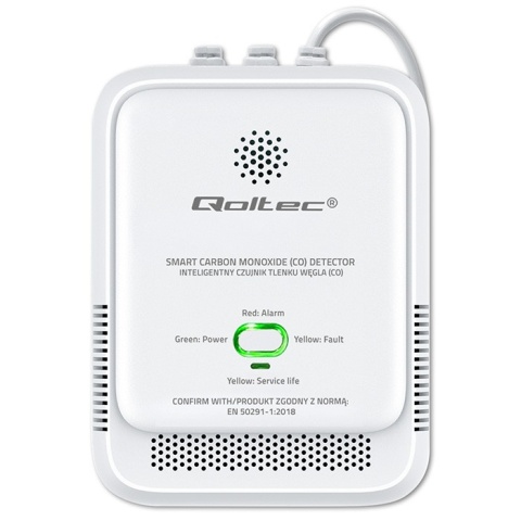 Czujnik tlenku węgla (czadu) detektor CO alarm 85dB LED Qoltec