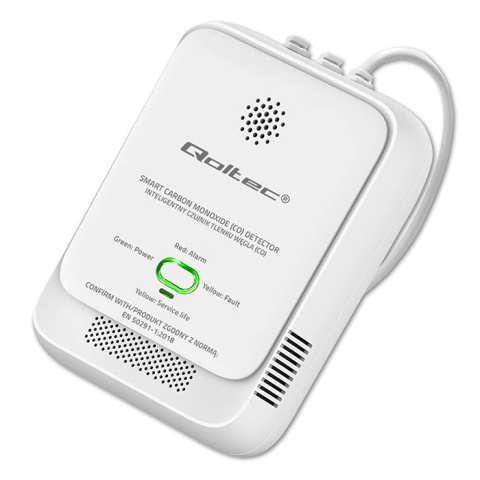 Czujnik tlenku węgla (czadu) detektor CO alarm 85dB LED Qoltec