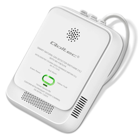 Czujnik wycieku gazu ziemnego deteltor CH4 NG Tuya Wi-Fi alarm 85dB LED Qoltec