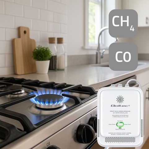 Czujnik wycieku gazu ziemnego i tlenku węgla (czadu) detektor CH4Co alarm 85dB