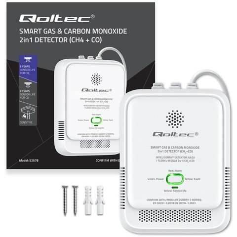 Czujnik wycieku gazu ziemnego i tlenku węgla (czadu) detektor CH4Co alarm 85dB