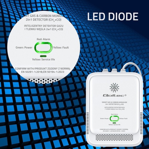 Czujnik wycieku gazu ziemnego i tlenku węgla (czadu) detektor CH4Co alarm 85dB