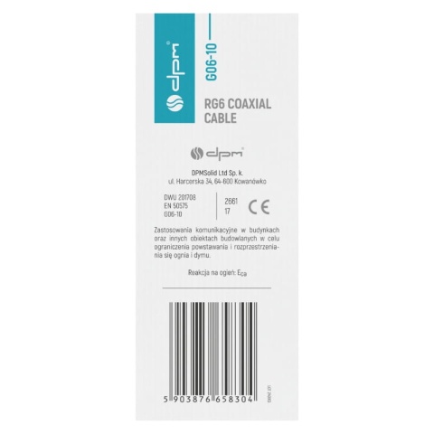 Kabel koncentryczny RG6, 1 mm CCA, 10 m, karton
