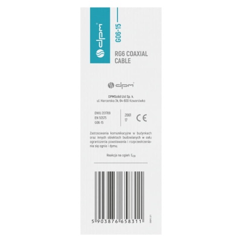 Kabel koncentryczny RG6, 1 mm CCA, 15 m, karton