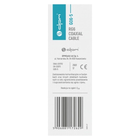 Kabel koncentryczny RG6, 1 mm CCA, 5 m, karton