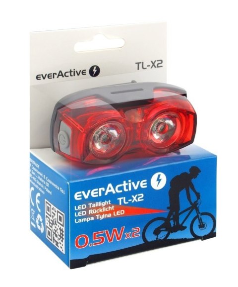 Lampa rowerowa LED tył 2x0,5w everActive