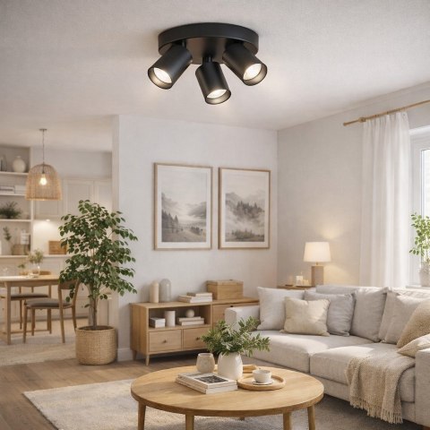 Lampa spotlight Fargo 3xGU10 czarna okrągła