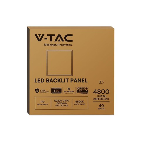 Panel LED V-TAC 40W LED CREE CHIP zasilacz backlight 33mm 120Lm/W VT-61044 6500K 4800lm