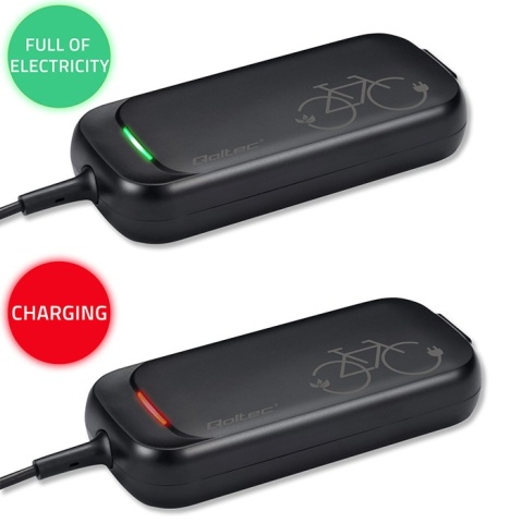 Ładowarka do roweru skuteru elektrycznego 36V 42V 2A 5.5*2.5 wodoodporna, kabel zasilajacy Qoltec