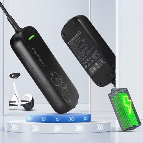 Ładowarka do roweru skuteru elektrycznego 36V 42V 2A 5.5*2.5 wodoodporna, kabel zasilajacy Qoltec