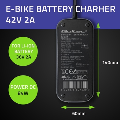Ładowarka do roweru elektrycznego Bosch 36V 42V 2A Qoltec