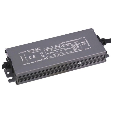 Zasilacz do LED hermetyczny SLIM V-TAC 60W 24V 2.5A IP67 filtr EMI VT-24062