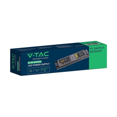 Zasilacz do LED modułowy montażowy SLIM V-TAC 75W 24V 3.5A IP20 filtr EMI VT-24075-S