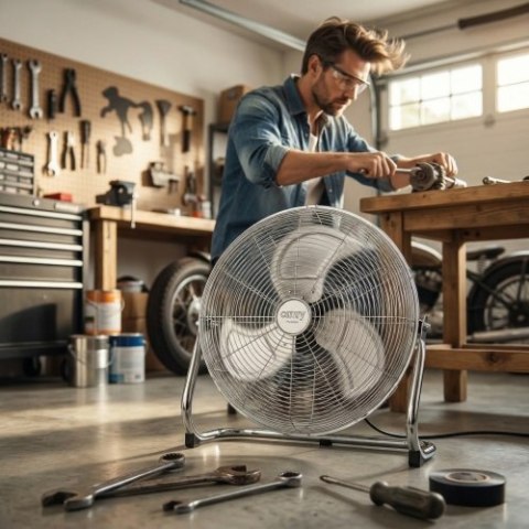 Camry Cyrkulator Podłogowy 45 cm, Wentylator Podłogowy 18", 3 Prędkości, Regulacja Kąta 125°