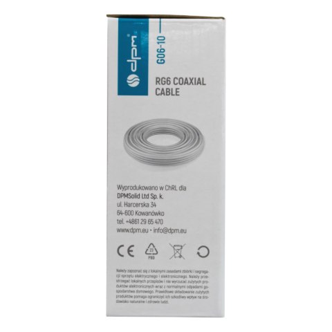 Kabel koncentryczny RG6, 1 mm CCA, 10 m, karton DPM