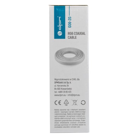 Kabel koncentryczny RG6, 1 mm CCA, 20 m, karton DPM