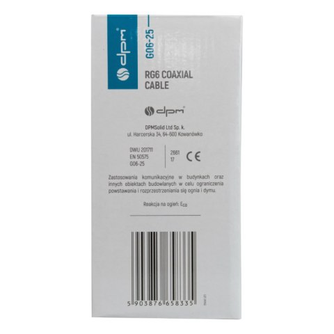 Kabel koncentryczny RG6, 1 mm CCA, 25 m, karton DPM