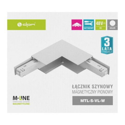 Łącznik kątowy do szyny magnetycznej, pionowy, natynkowy, biały, M-LINE DPM