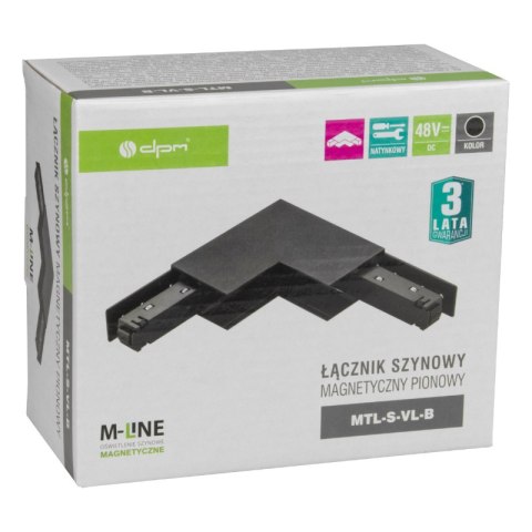 Łącznik kątowy do szyny magnetycznej, pionowy, natynkowy, czarny, M-LINE DPM