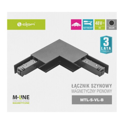 Łącznik kątowy do szyny magnetycznej, pionowy, natynkowy, czarny, M-LINE DPM