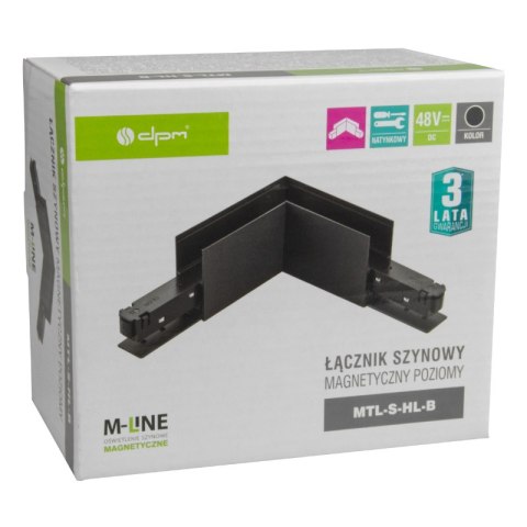 Łącznik kątowy do szyny magnetycznej, poziomy, natynkowy, czarny, M-LINE DPM