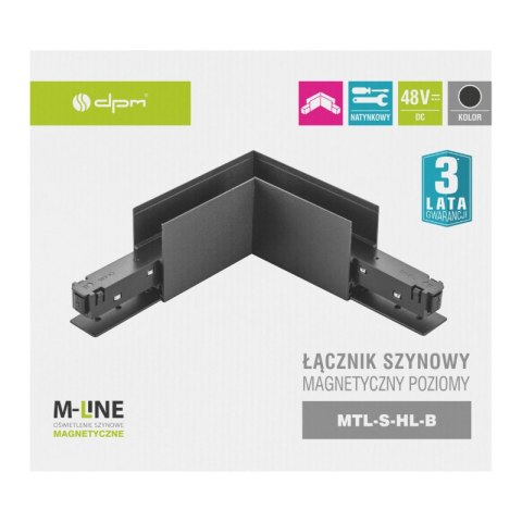 Łącznik kątowy do szyny magnetycznej, poziomy, natynkowy, czarny, M-LINE DPM