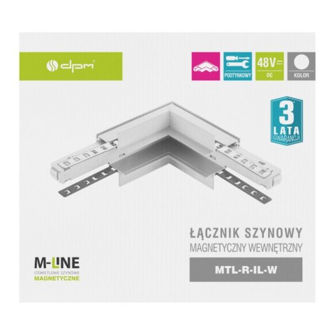 Łącznik kątowy do szyny magnetycznej, wewnętrzny, podtynkowy, biały, M-LINE DPM