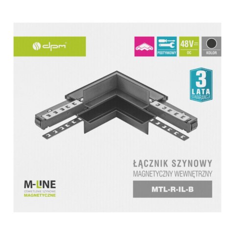 Łącznik kątowy do szyny magnetycznej, wewnętrzny, podtynkowy, czarny, M-LINE1 DPM