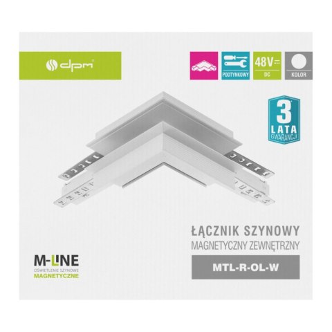 Łącznik kątowy do szyny magnetycznej, zewnętrzny, podtynkowy, biały, M-LINE DPM