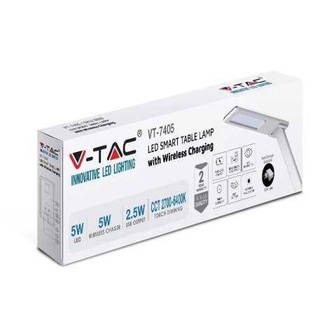 Lampka biurkowa V-TAC 4W 3w1 indukcja zmiana barwy czarna VT-7405 3000K-6500K 500lm