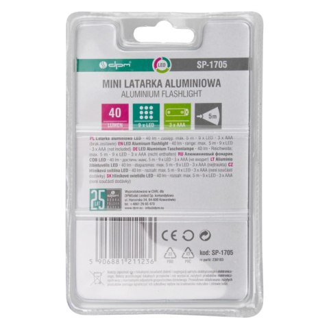 Latarka aluminiowa LED, 40 lm DPM